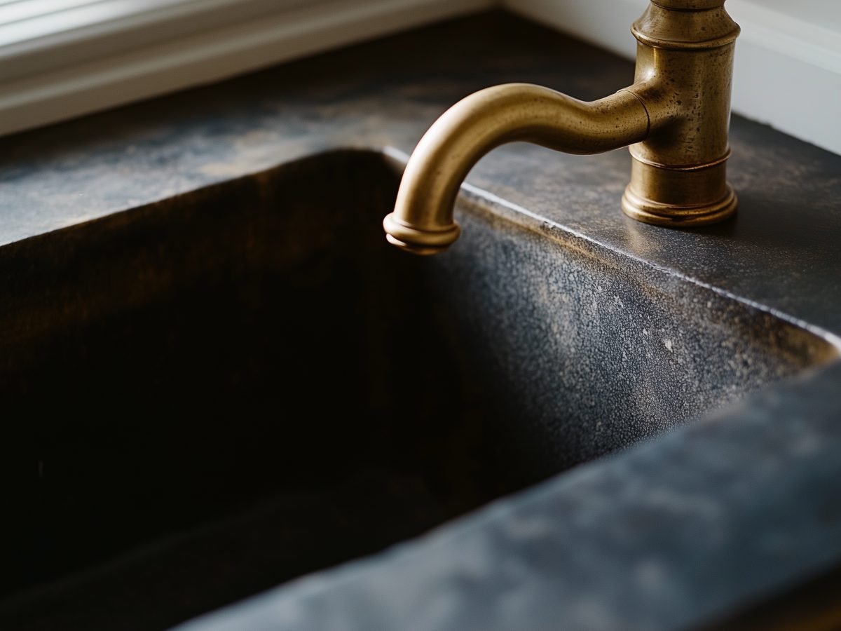 Close detail of chrome plumbing fixtures against porcelain