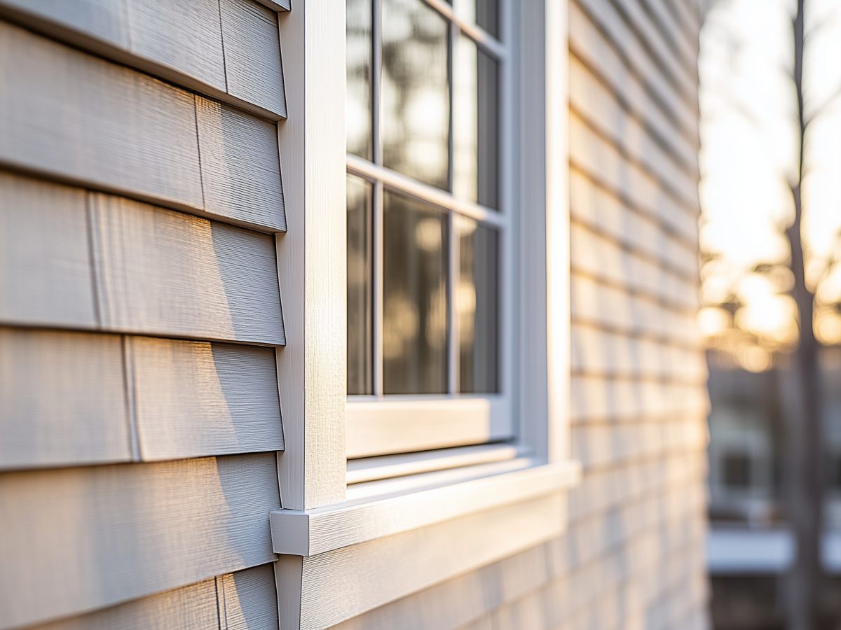 Close detail of crisp paint edge where new white meets weathered shingle